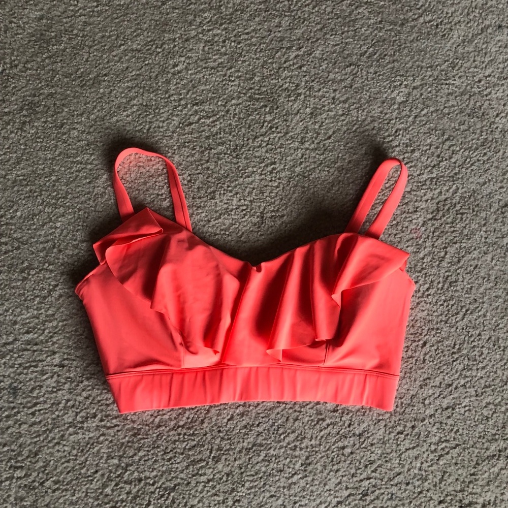 Neon Orange Ruffle Bikini Top! NWT